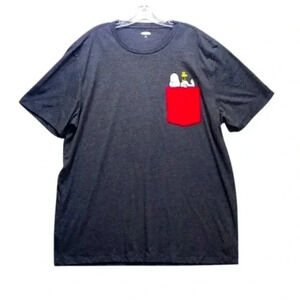 Old Navy XXL Snoopy Pocket Grey Cotton Tee